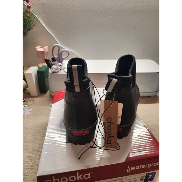Chooka Women's Waterproof Black Ankle Rain Boots Memory Foam 8 - Picture 3 of 7